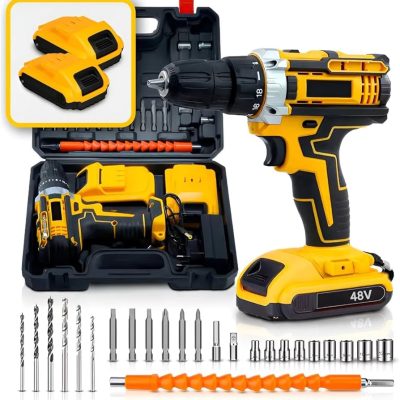 Furadeira Parafusadeira 48V Kit Profissional Sem Fio Com Maleta e Acessórios SP